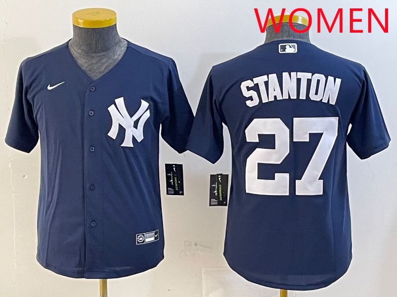 Women New York Yankees #27 Stanton Blue Game 2025 Nike MLB Jersey style 1